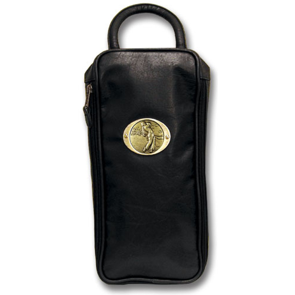 Leatherette Shoe Bag W/ Logoed Medallion (Die Struck) Leatherette Shoe Bag W/ Logoed Medallion (Die Struck)