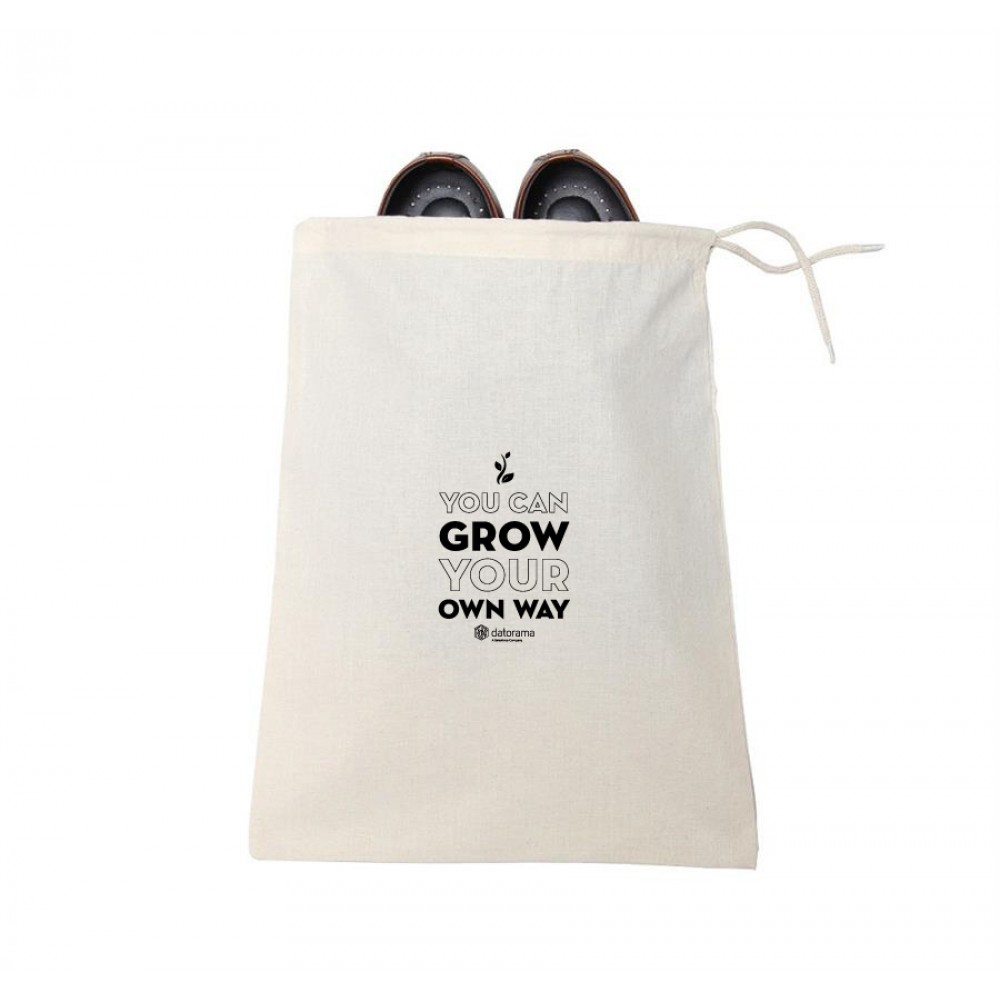 Cotton Shoe Bag - Overseas - Natural with Logo