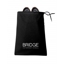 Black Drawstring Shoe Bag - Full Color Transfer (11" x 16") with Logo