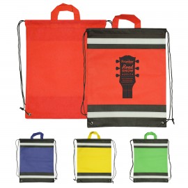Non-Woven Reflective Drawstring Bags Logo Imprinted