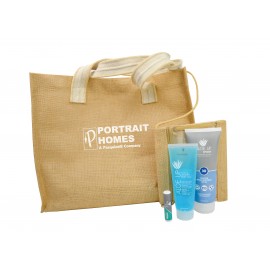 Custom Embroidered Aloe Up Jute Beach Bag with Sport Sunscreen