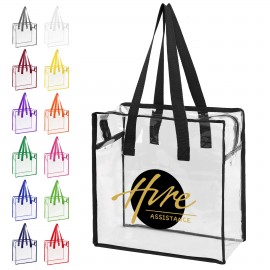 Clear Vinyl Stadium Compliant Zippered Tote Bag with Logo