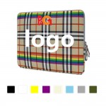 Water Resistant Plaid Neoprene Laptop Sleeve Bag Custom Embroidered
