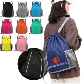 Waterproof Drawstring Backpack W/ Reflective Strips Logo Imprinted  Waterproof Drawstring Backpack W/ Reflective Strips Logo Imprinted