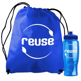 Non Woven Drawstring Backpack And Bottle with Logo