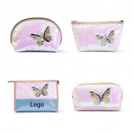 Custom Printed Sequin Butterfly Toiletry Bag Cosmetic Bag  Custom Printed Sequin Butterfly Toiletry Bag Cosmetic Bag