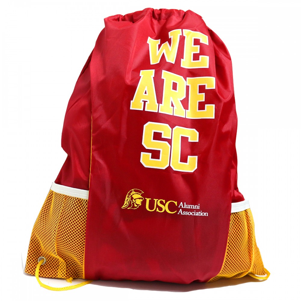 Drawstring Back Pack, 210D Nylon 17.5" x 13.5" pockets with Logo