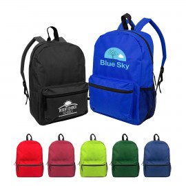 600D Heavy Duty Backpack With Water Bottle Mesh Pockets Logo Imprinted