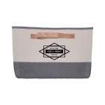 Custom Embroidered Tub Storage Bin Gray Leather Handle