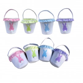 Lovely Canvas Fabric Easter Basket With Handle Custom Printed  Lovely Canvas Fabric Easter Basket With Handle Custom Printed