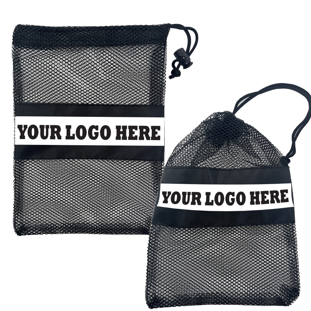MOQ100 Mesh Drawstring Bag Sports Equipment Breathable Polyester Athletic Gym Yoga Towel Bag Custom Embroidered