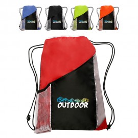 Logo Imprinted Side Mesh Pockets Drawstring Backpacks  Logo Imprinted Side Mesh Pockets Drawstring Backpacks