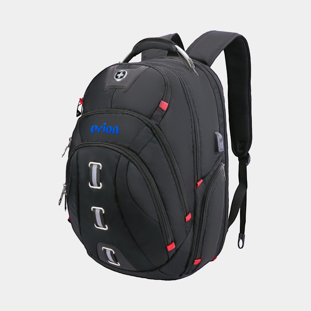Custom Embroidered SwissDigital PIXEL Front Reflectors Travel Backpack Custom Embroidered SwissDigital PIXEL Front Reflectors Travel Backpack