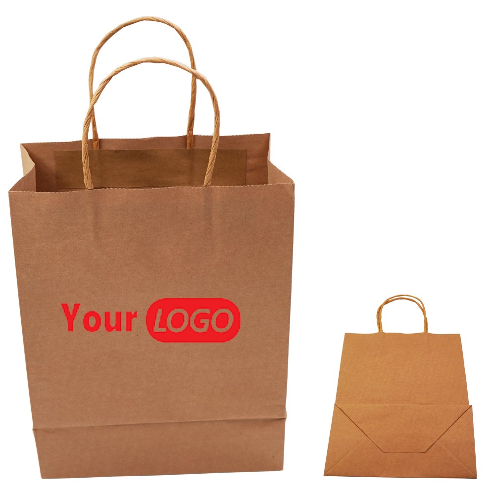 Kraft Paper Brown Shopping Bag (5.9"L x 3.2"W x 8.3"H) Custom Embroidered