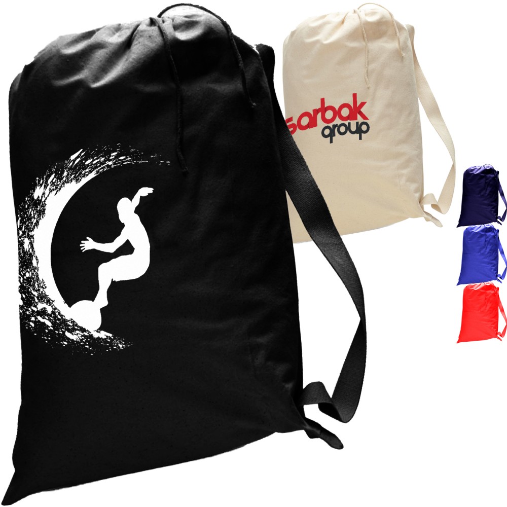 Custom Embroidered Small Cotton Canvas Drawstring Heavy Duty Bag USA Decorated (18" x 24")