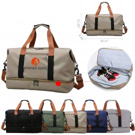 Custom Embroidered 900D Oxford Travel Bag W/ Shoe Compartment