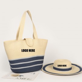 Custom Printed Straw Hat & Bag Set  Custom Printed Straw Hat & Bag Set