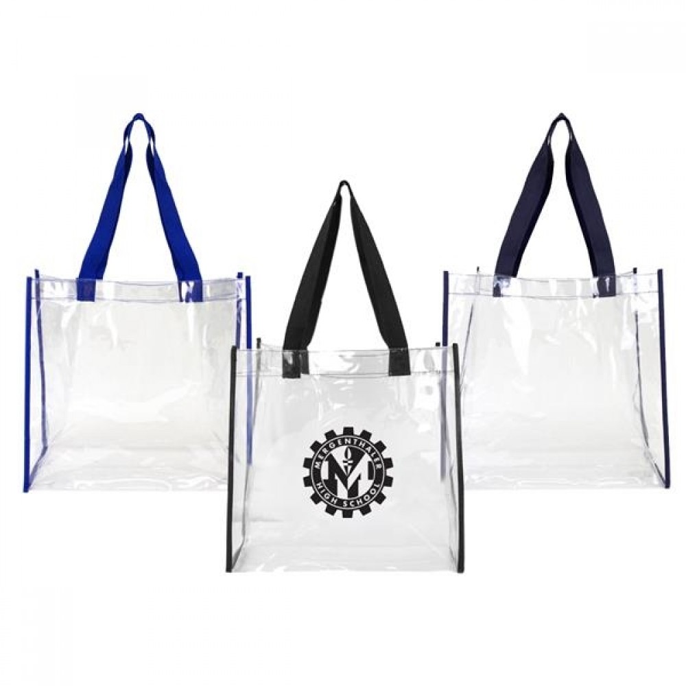Clear Stadium Open Tote Custom Embroidered