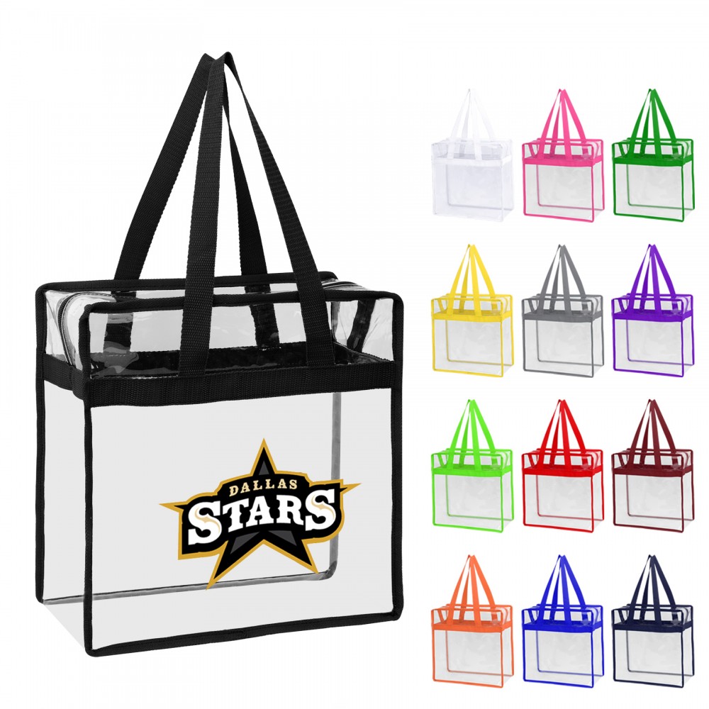 Custom Embroidered Stadium Approved Clear Zipper Tote Bag (Ocean)