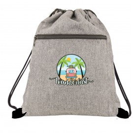 Heather Gray Drawstring Bag Custom Printed  Heather Gray Drawstring Bag Custom Printed