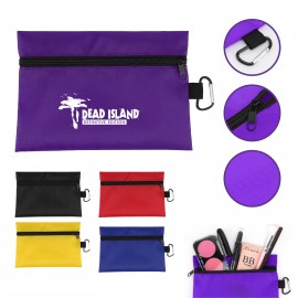 8.5" x 6" Ripstop Utility Zipper Pouch with Carabiner Clip with Logo