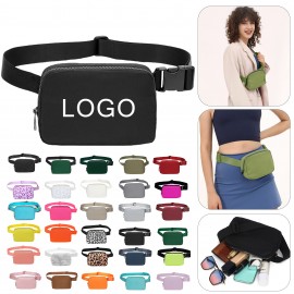 Custom Embroidered Unisex Nylon Sports Waist Bag W/ Zipper