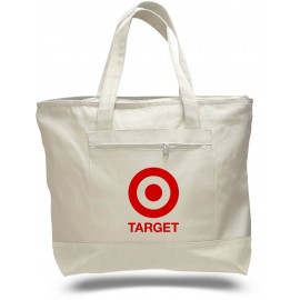 Custom Embroidered Canvas Zipper Tote Bag w/4.5" Gusset (18"x14")