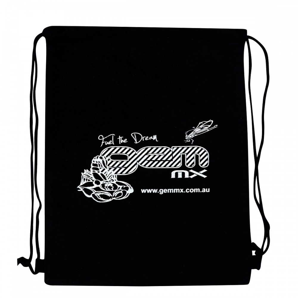 Custom 8 oz Black Cotton Canvas Drawstring backpack 14"x17" Custom Printed