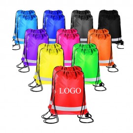 Custom Embroidered 210D Reflective Drawstring Backpack