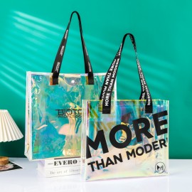 Clear laser Holographic Iridescent rainbow Portable Hologram Pvc Tote Bag Custom Printed  Clear laser Holographic Iridescent rainbow Portable Hologram Pvc Tote Bag Custom Printed