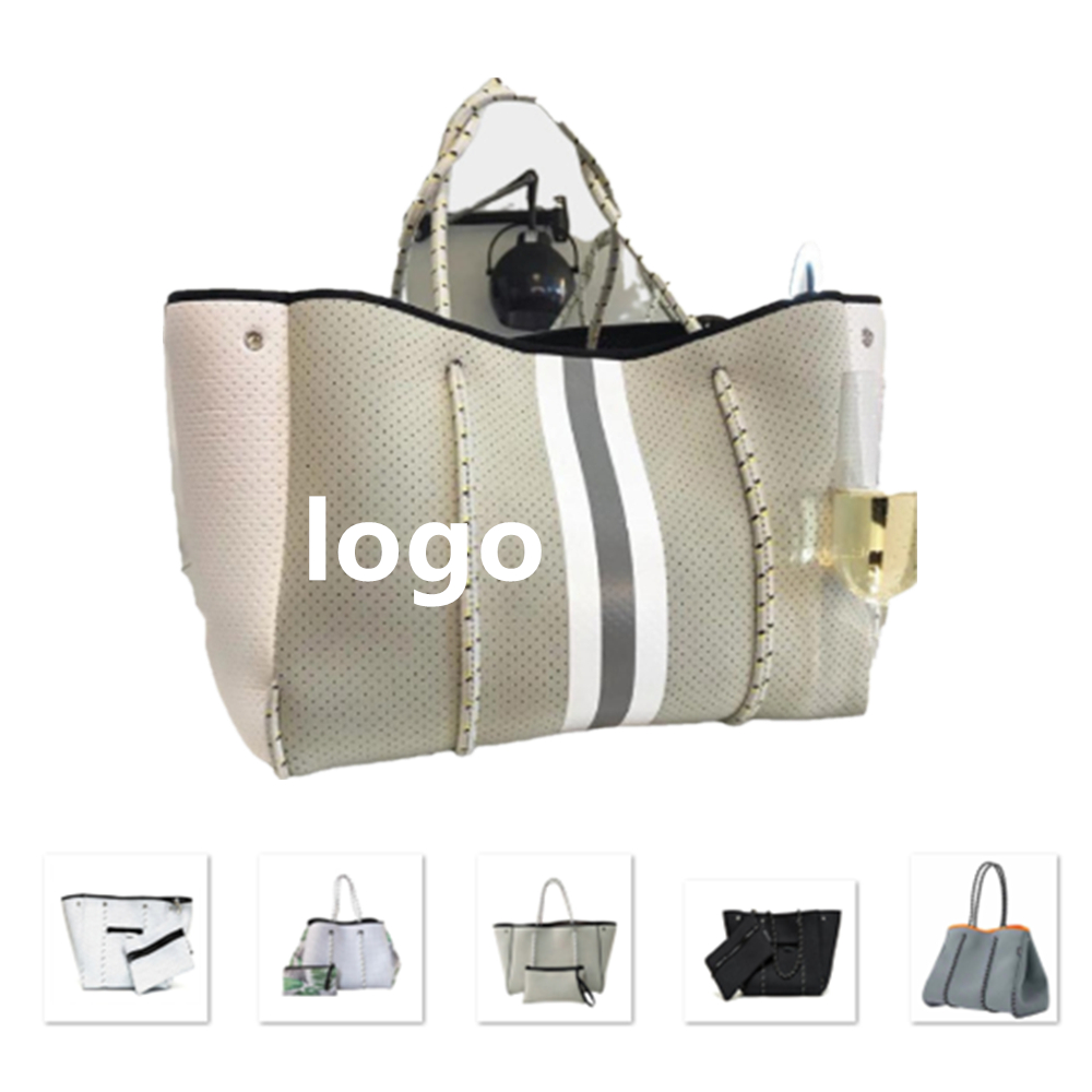 Waterproof Beach Tote Bag With Inner Mini Bag Custom Embroidered Waterproof Beach Tote Bag With Inner Mini Bag Custom Embroidered