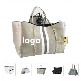 Waterproof Beach Tote Bag With Inner Mini Bag Custom Embroidered