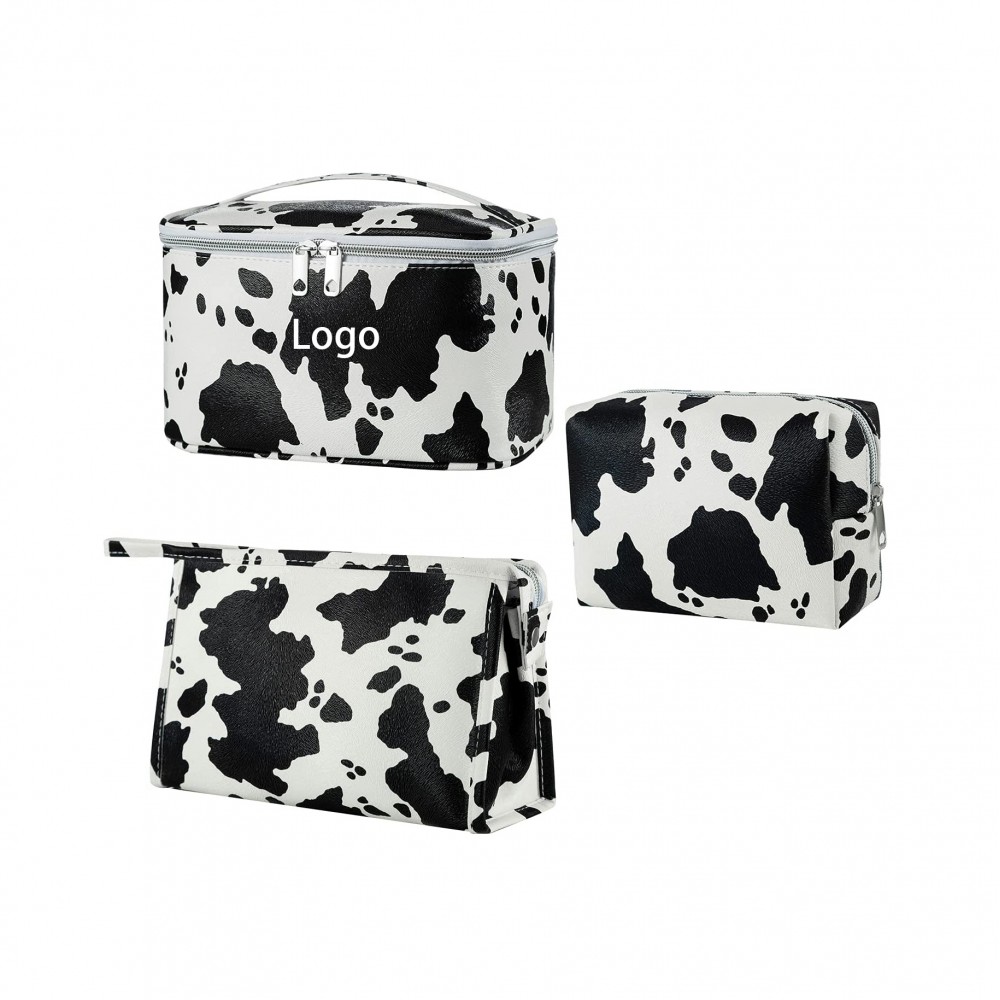 Custom Embroidered Cow Print Waterproof Toiletry Bag Cosmetic Bag