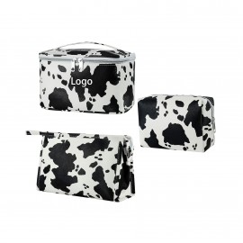 Custom Embroidered Cow Print Waterproof Toiletry Bag Cosmetic Bag