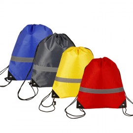 Reflective Strip Drawstring Backpack Bag with Logo