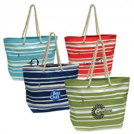 Custom Embroidered Stripe Tote Bag