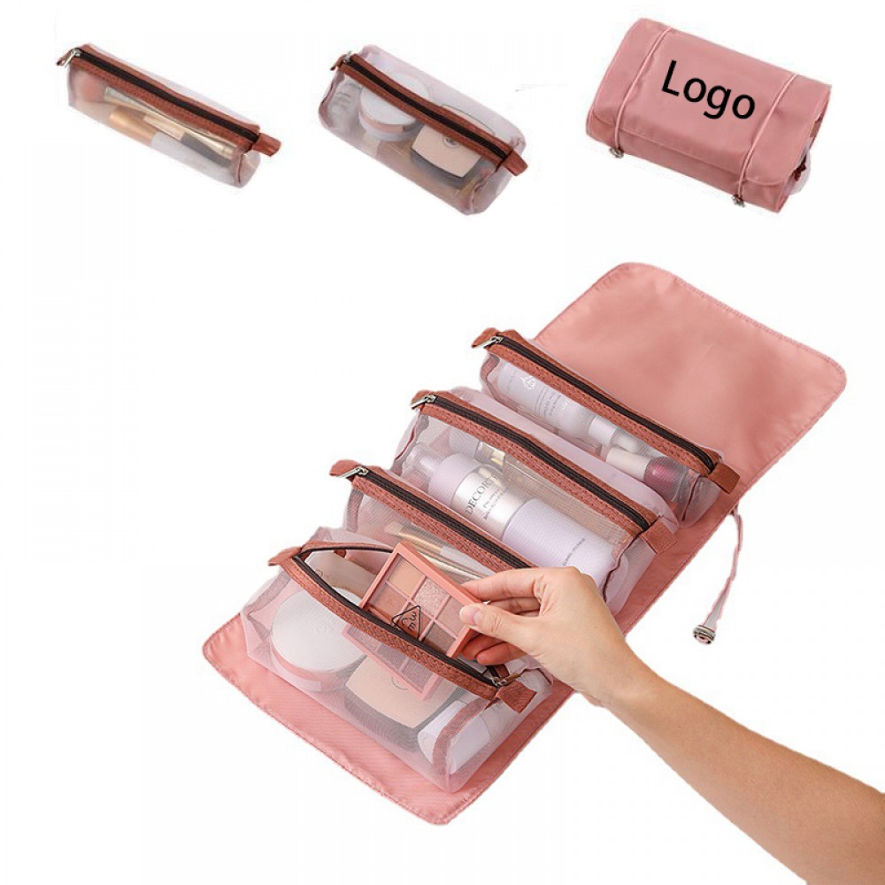 Folding Toiletry Bag Cosmetic Bag with Detachable Pouches Logo Imprinted
