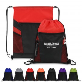 Custom Embroidered Cinch Bag with Mesh Pockets