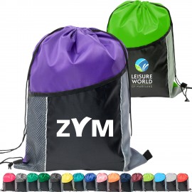 Custom Embroidered Premium Tri Color Drawstring Backpack w/ Side Mesh Pocket Bag (14" x 18")  Custom Embroidered Premium Tri Color Drawstring Backpack w/ Side Mesh Pocket Bag (14" x 18")