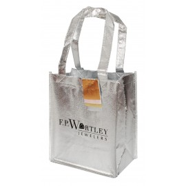 Metallic Non Woven Tote Bag (8" x 5" x 10" x 5") Custom Embroidered