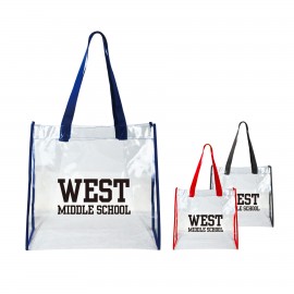 Custom Printed NFL Approved Clear Open Tote with Webbing Handles  Custom Printed NFL Approved Clear Open Tote with Webbing Handles