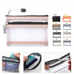 Custom Printed Mini Double Layer Mesh Zipper Pouch Organizer