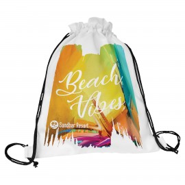Logo Imprinted 11.5" x 15" White Canvas Back Sack  Logo Imprinted 11.5" x 15" White Canvas Back Sack
