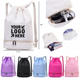 Custom Embroidered Swimming Bag w/Shoe Cabinet & Separate Dry & Wet Pockets