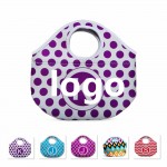 Custom Embroidered Neoprene Lunch Bag With White And Purple Spots