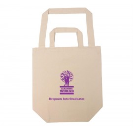 Custom Printed Dual Handle Cotton Shopping Bag - 4 Color Process (Natural)