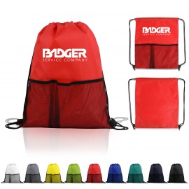 Logo Imprinted Mesh Panel Drawstring Bag  Logo Imprinted Mesh Panel Drawstring Bag