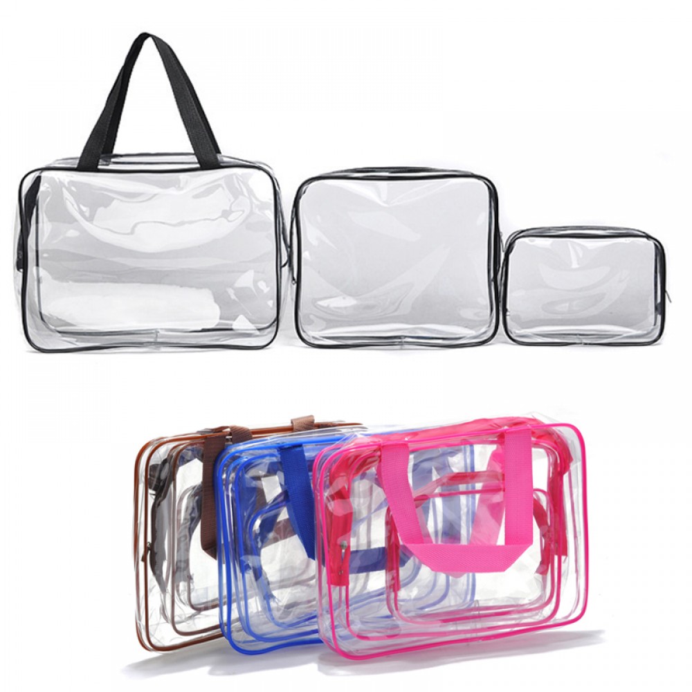 3 Pack Clear Cosmetic Bag Custom Printed 3 Pack Clear Cosmetic Bag Custom Printed
