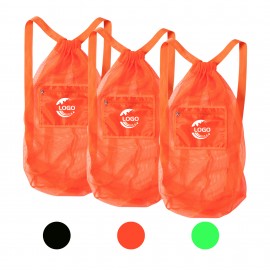 MOQ 50pcs Net Pocket Drawstring Mesh Tote Bag Logo Imprinted