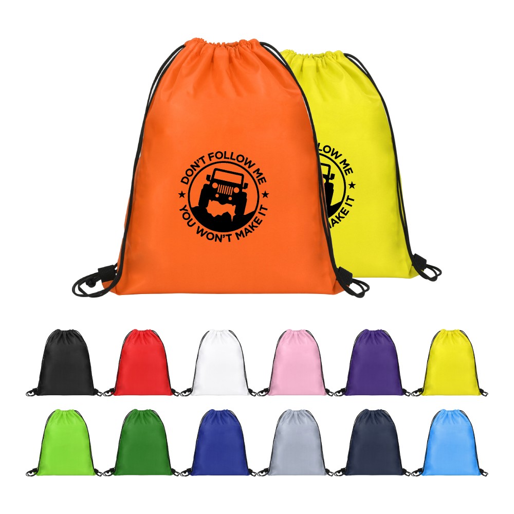 Lightweight Budget Drawstring Backpack 14" X 17" with Logo Lightweight Budget Drawstring Backpack 14" X 17" with Logo